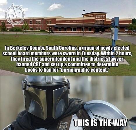 1 In Berkeley County South Carolina a group of newly elected school board memhers were sworn in Tuesiay Within 2 hours they fired the superintendent and the districts Ilwvnli banned CRT and set up a committee to determine books to ban for pornographic content
