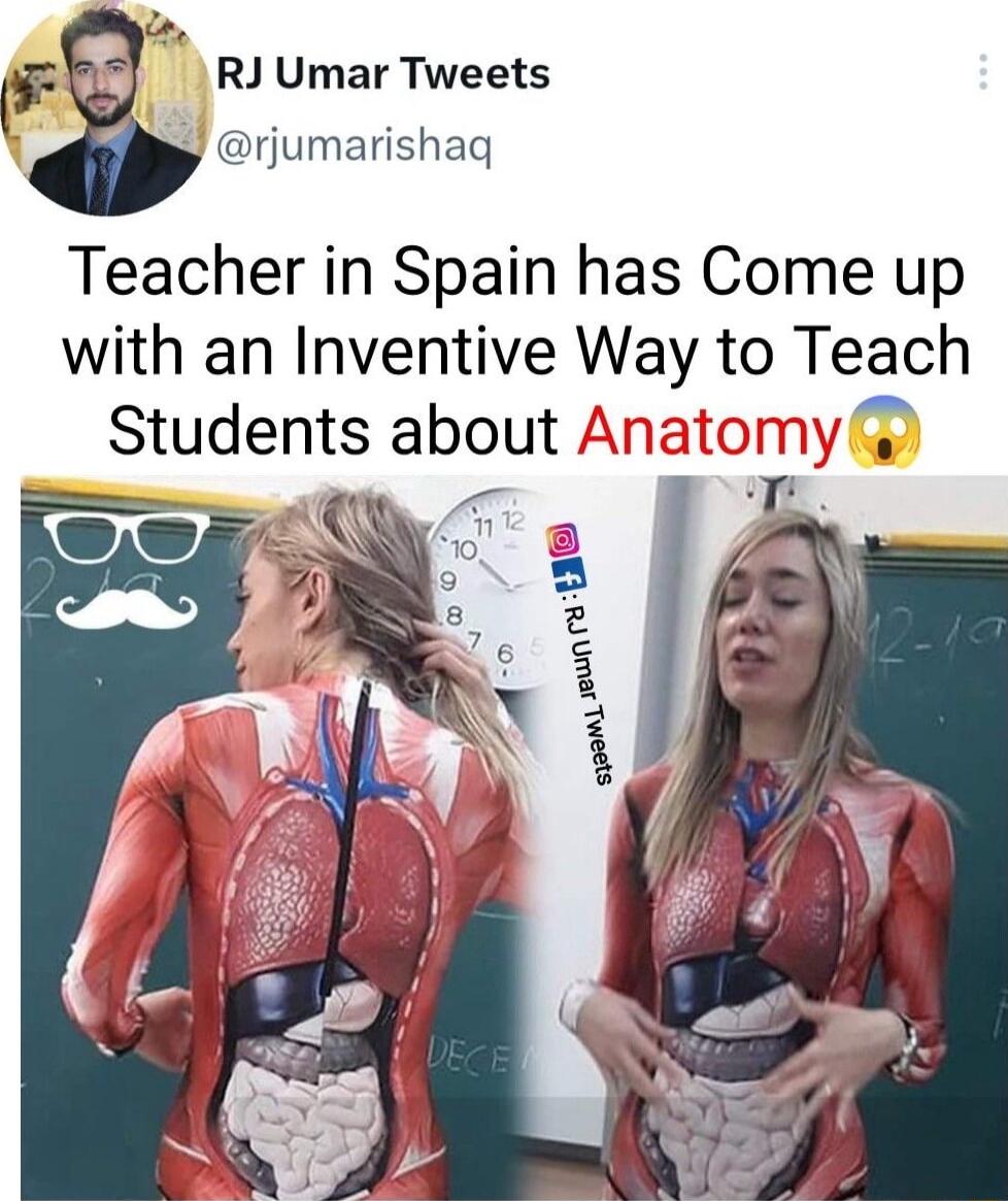 2 F RJ Umar Tweets rjumarishaq Teacher in Spain has Come up with an Inventive Way to Teach Students about A