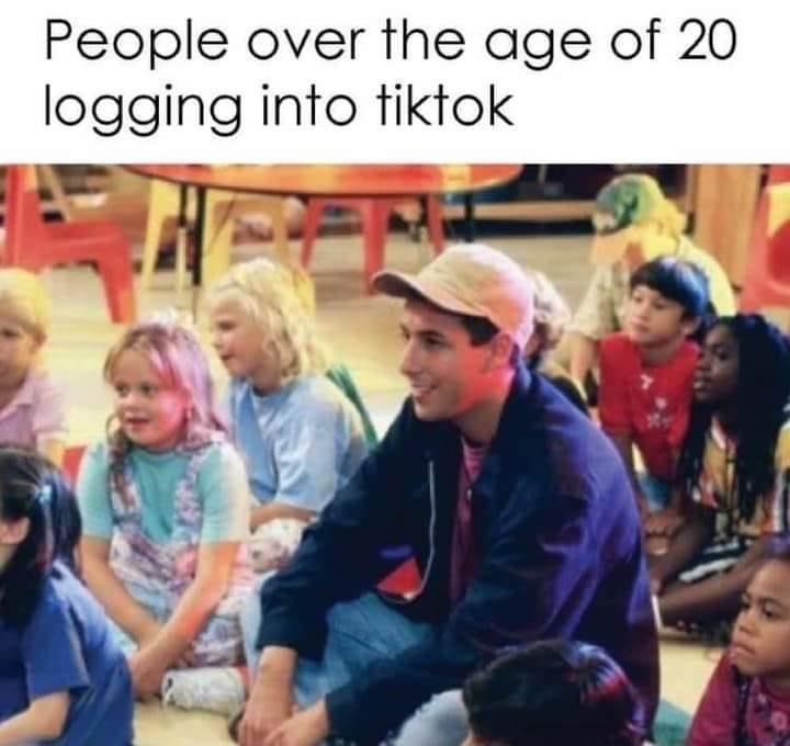 People over the age of 20 logging into tiktok