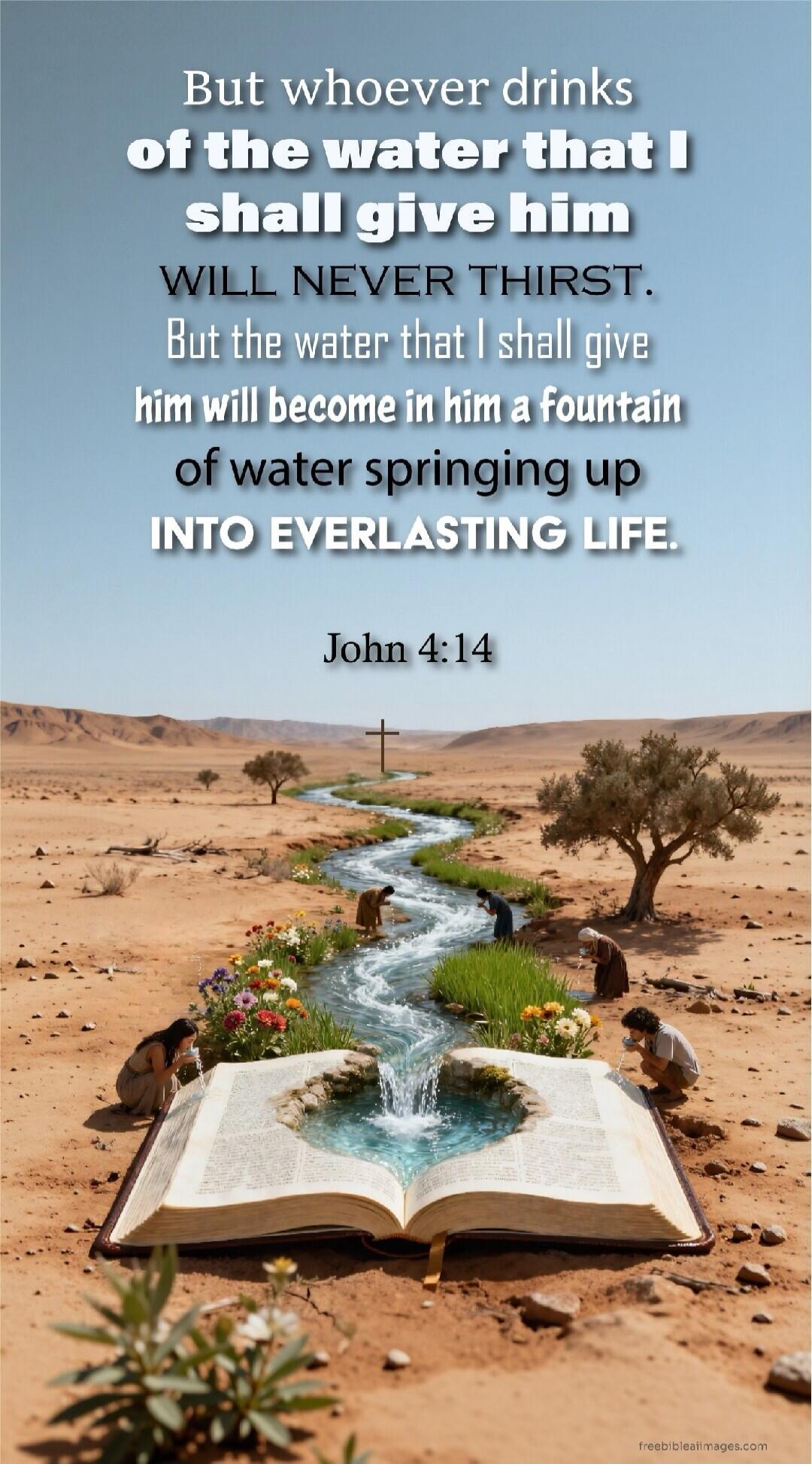 But whoever drinks of the water that I shall give him WILL NEVER THIRST. But the water that I shall give him will become in him a fountain of water springing up INTO EVERLASTING LIFE. John 4:14