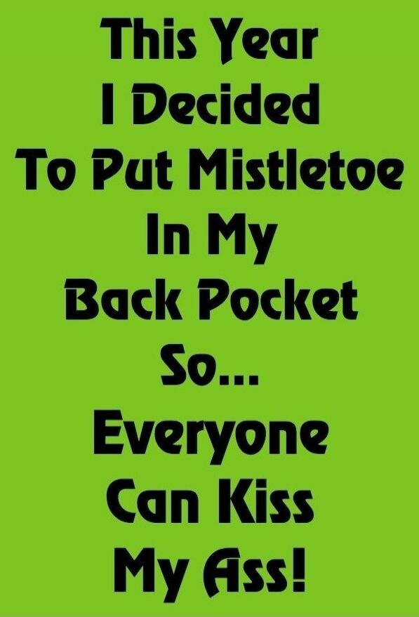 This Year I Decided To Put Mistletoe In My Back Pocket So... Everyone Can Kiss My Ass!