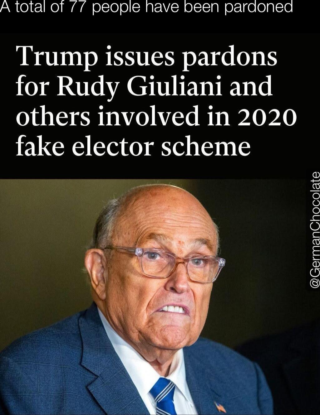 A total of 77 people have been pardoned
Trump issues pardons for Rudy Giuliani and others involved in 2020 fake elector scheme