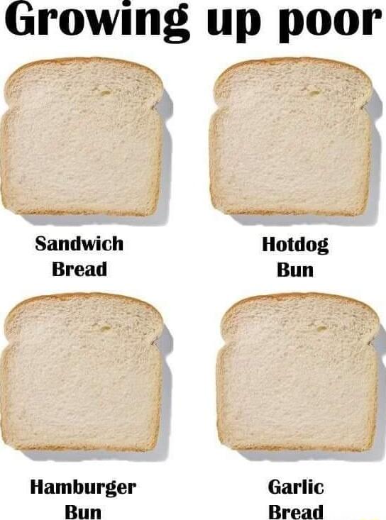 Growing up poor Hamburger Bun Garlic Bread