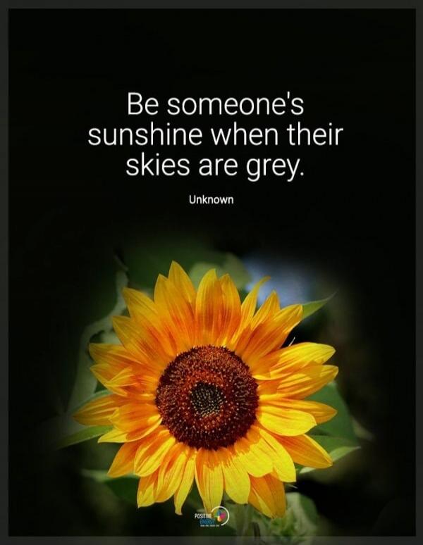 Be someone's sunshine when their skies are grey. Unknown
