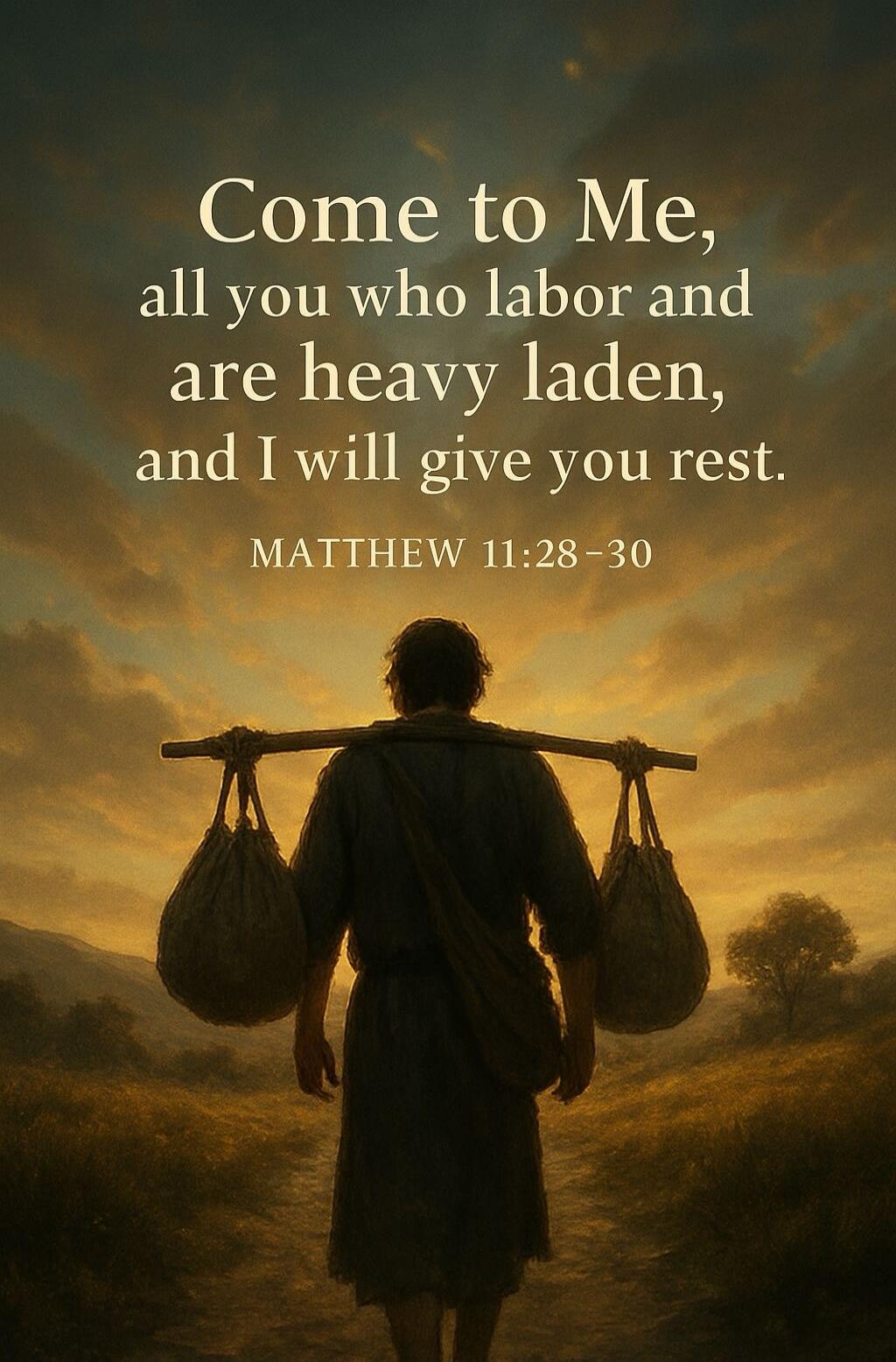 Come to Me, all you who labor and are heavy laden, and I will give you rest. MATTHEW 11:28-30