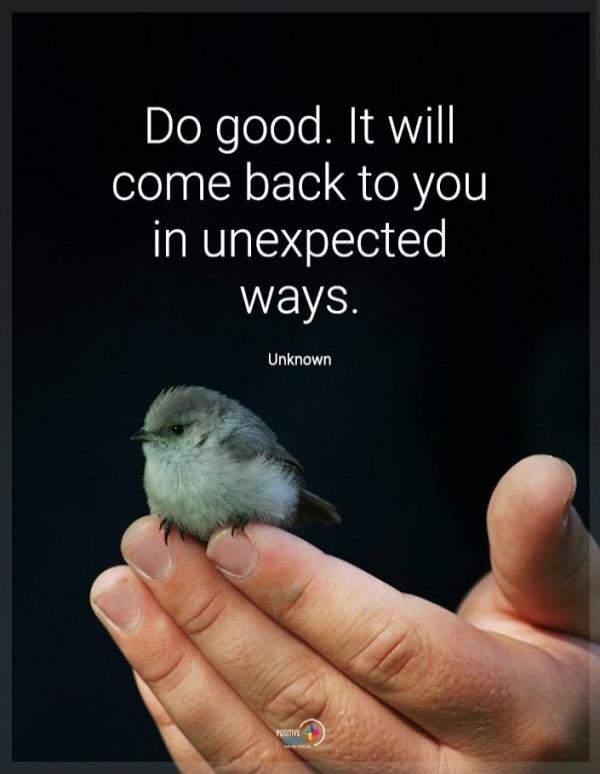 Do good. It will come back to you in unexpected ways. Unknown