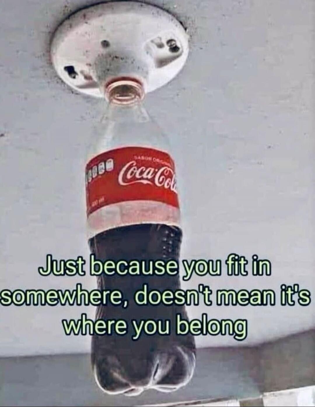 Just because you fit in somewhere, doesn't mean it's where you belong. Coca-Cola.