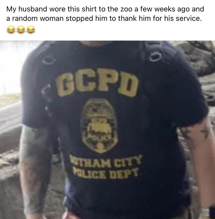 My husband wore this shirt to the zoo a few weeks ago and a random woman stopped him to thank him for his service