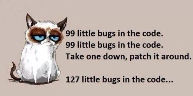 WQQ little bugs in the code 7 99 little bugs in the code Take one down patch it around J 14 R 127 little bugs in the code