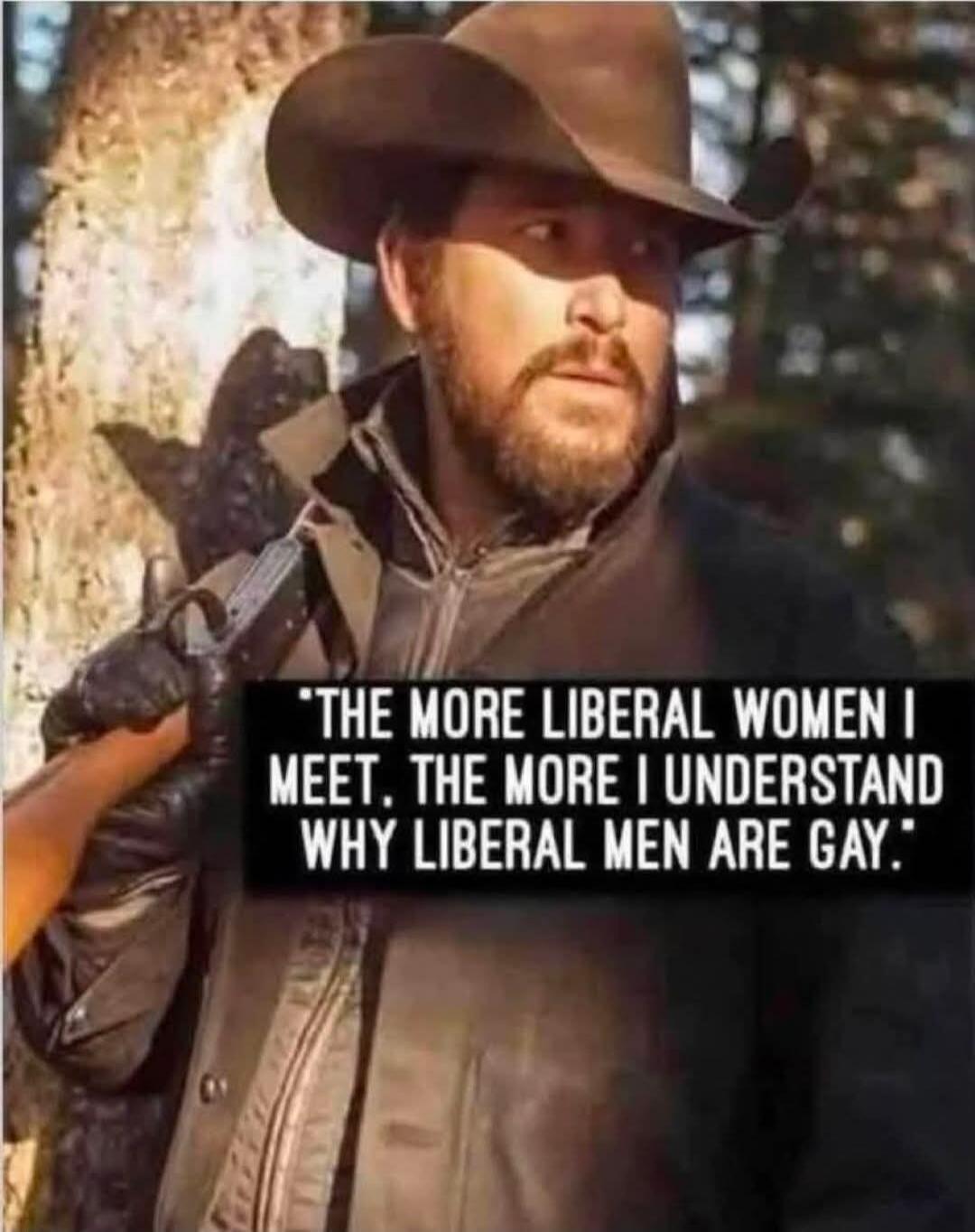 THE MORE LIBERAL WOMEN I MEET. THE MORE I UNDERSTAND WHY LIBERAL MEN ARE GAY.