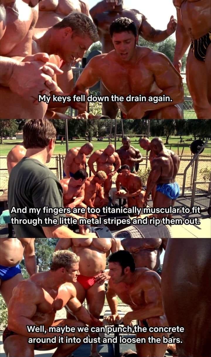 My keys fell Hown the drain again Lq R i P 4 g And my flngers are too through heTImle eta rh Well maybe we ca nYunch the concrete around itinto dust and Toosen the bs A