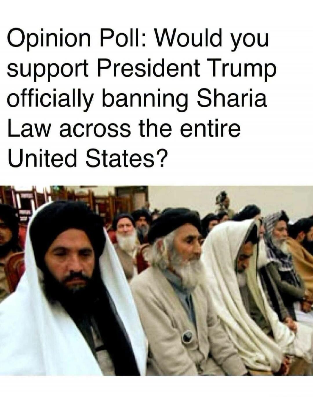 Opinion Poll: Would you support President Trump officially banning Sharia Law across the entire United States?