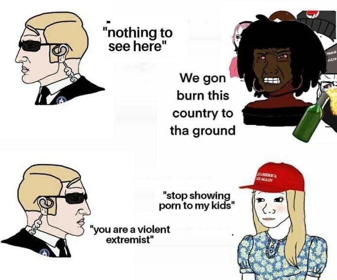 nothing to see here We gon burn this country to tha ground stop showi porn tomy ki you are aviolent extremist