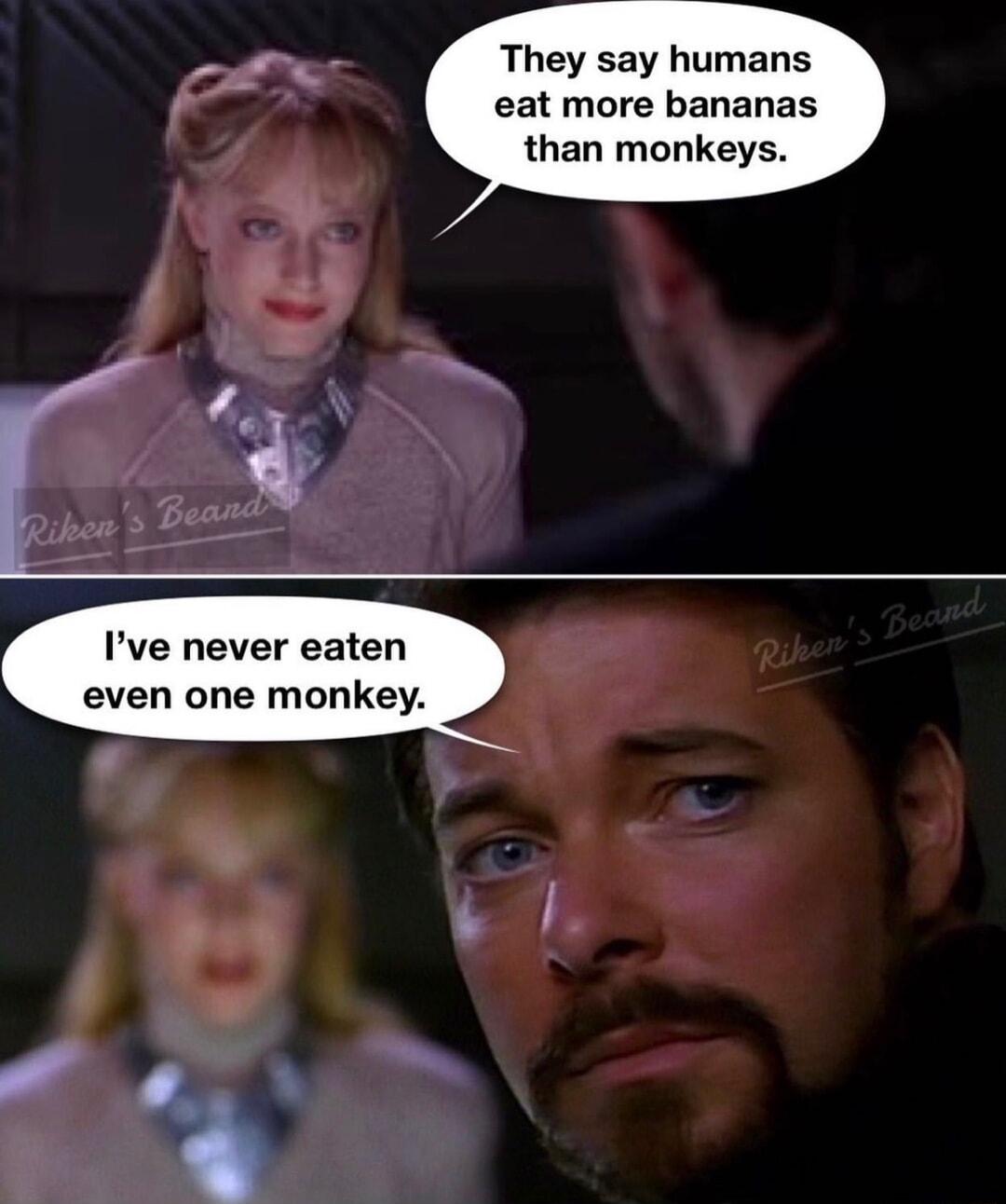 They say humans eat more bananas than monkeys Ive never eaten even one monkey