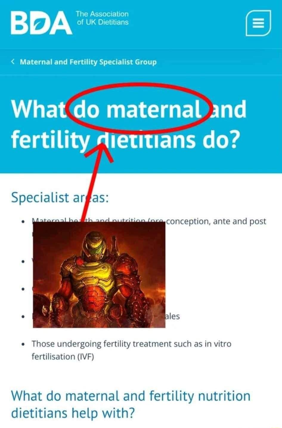 Specialist ar conception ante and post rility treatment such as in vitro What do maternal and fertility nutrition dietitians help with