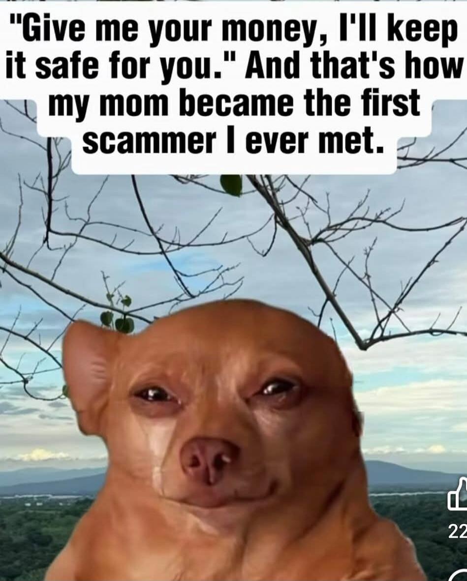 Give me your money, I'll keep it safe for you.