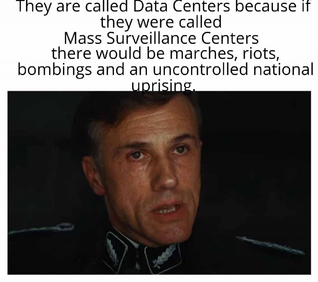 They are called Data Centers because if they were called Mass Surveillance Centers there would be marches, riots, bombings and an uncontrolled national uprising.