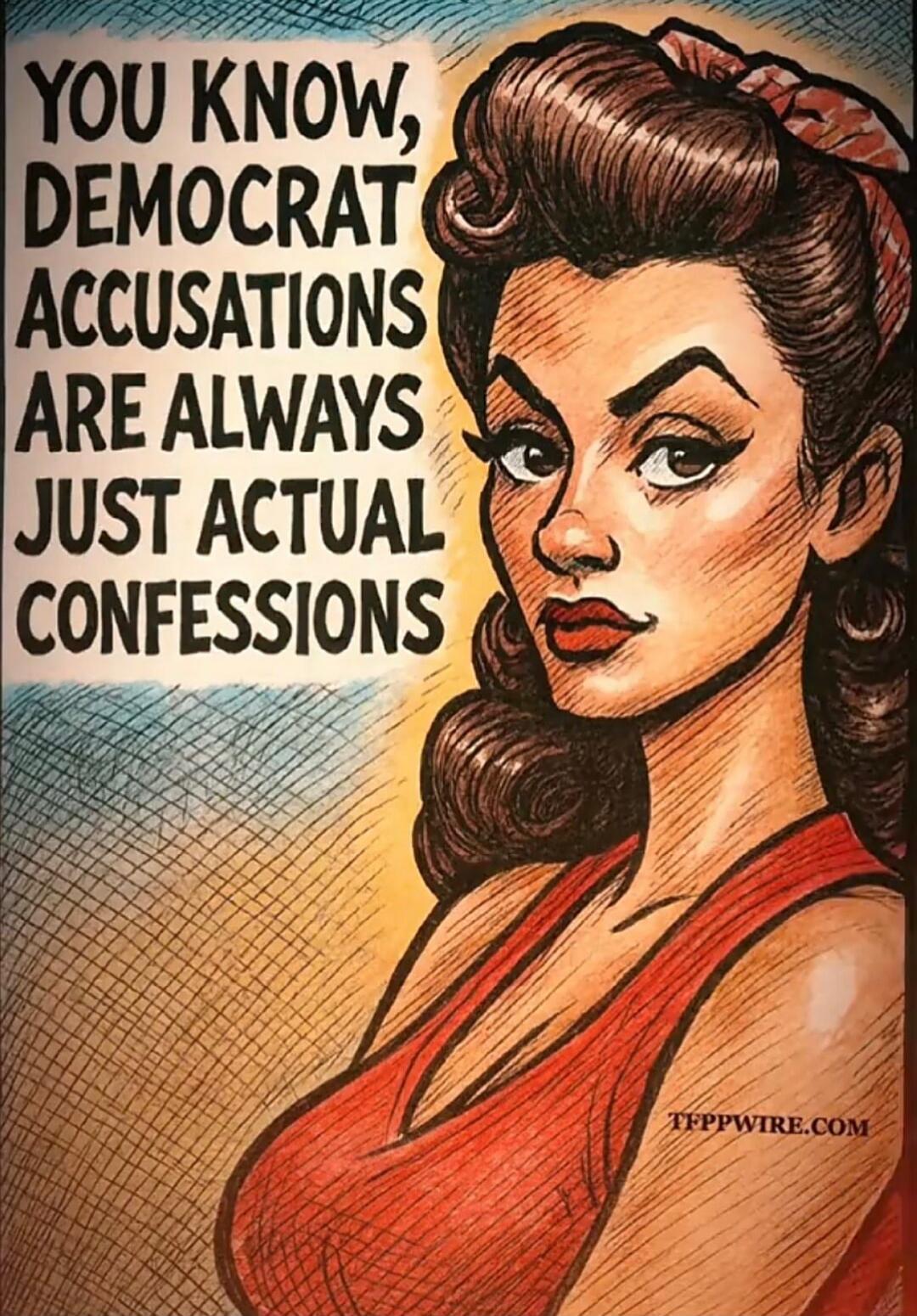 YOU KNOW, DEMOCRAT ACCUSATIONS ARE ALWAYS JUST ACTUAL CONFESSIONS