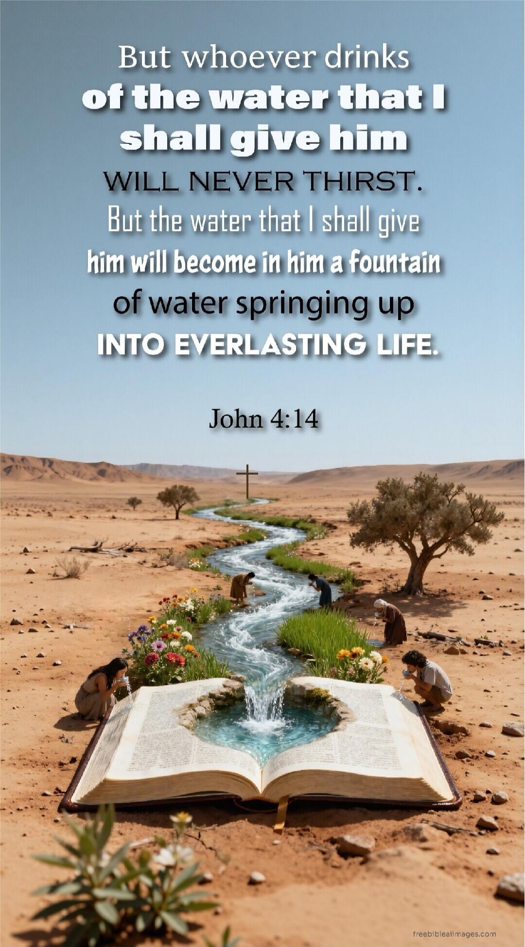 But whoever drinks of the water that I shall give him WILL NEVER THIRST. But the water that I shall give him will become in him a fountain of water springing up INTO EVERLASTING LIFE. John 4:14