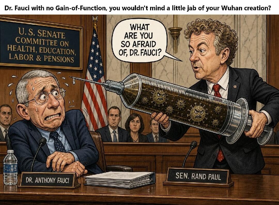 Dr. Fauci with no Gain-of-Function, you wouldn't mind a little jab of your Wuhan creation? WHAT ARE YOU SO AFRAID OF, DR. FAUCI? U. S. SENATE COMMITTEE ON HEALTH, EDUCATION, LABOR & PENSIONS DR. ANTHONY FAUCI SEN. RAND PAUL