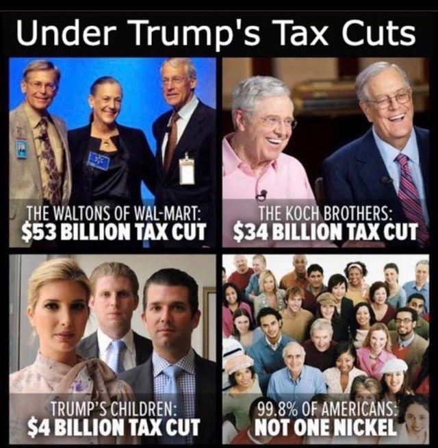 Under Trumps Tax Cuts A i ot vm E WALTONS OF WAL MART 53 BILLION TAX CUT 2 s JONTAXCUT NOT ONENICKELY