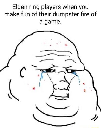 Elden ring players when you make fun of their dumpster fire of agame