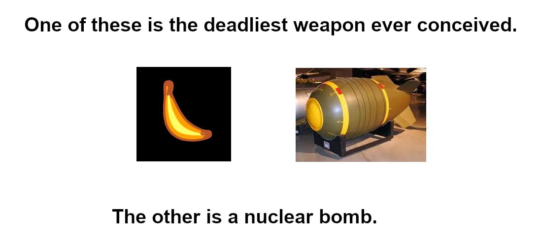 One of these is the deadliest weapon ever conceived The other is a nuclear bomb