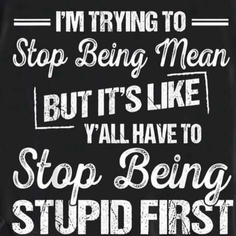 I'M TRYING TO STOP Being Mean BUT IT'S LIKE Y'ALL HAVE TO Stop Being STUPID FIRST