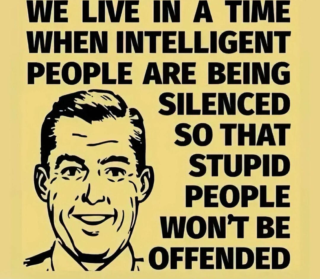 We live in a time when intelligent people are being silenced so that stupid people won't be offended