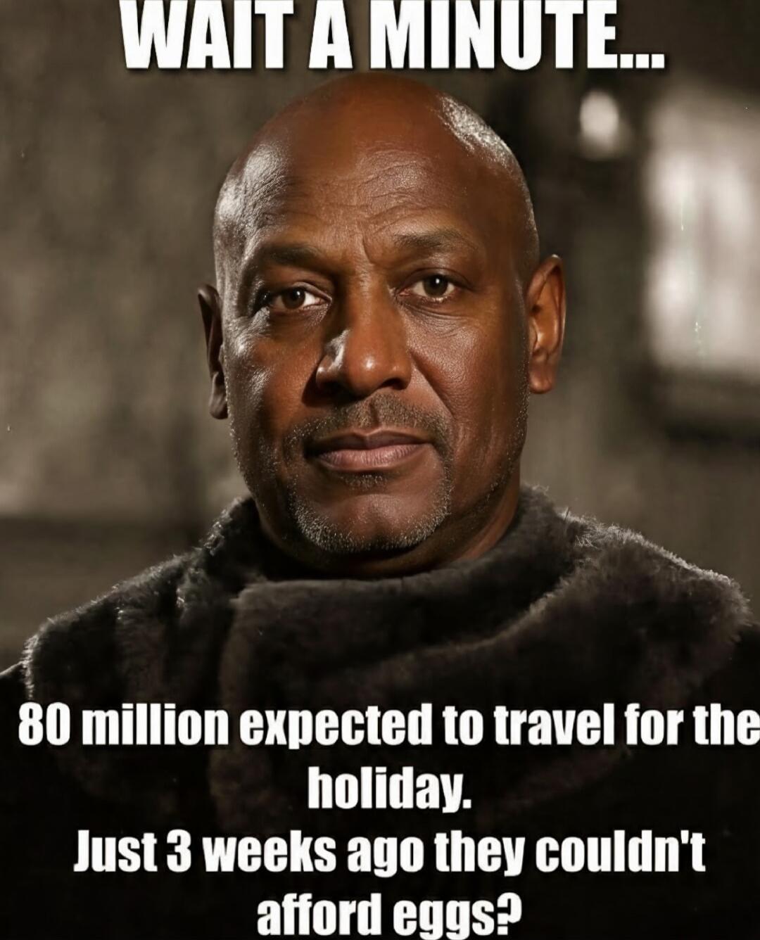 WAIT A MINUTE... 80 million expected to travel for the holiday. Just 3 weeks ago they couldn't afford eggs?