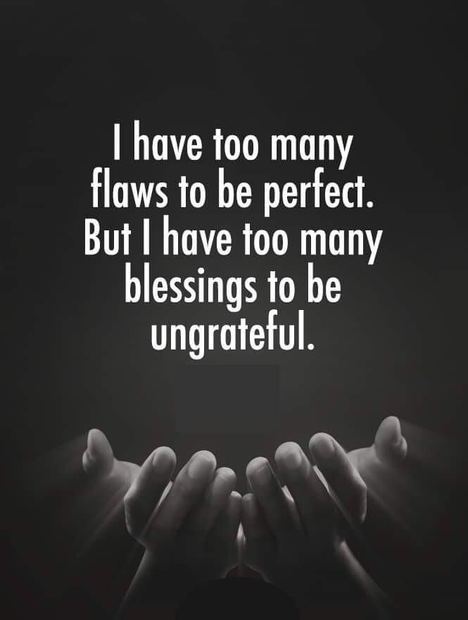 have too many flaws to be perfect But have too many blessings to be ungrateful b 74N