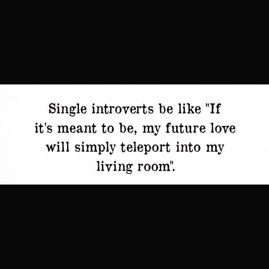 Single introverts be like If its meant to be my future love will simply teleport into my living room