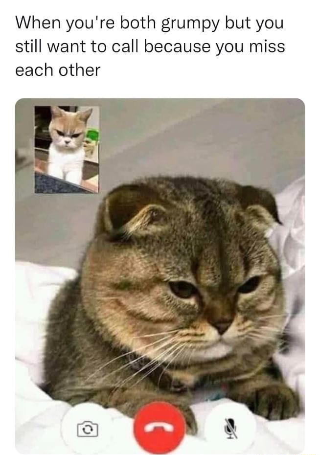 When youre both grumpy but you still want to call because you miss each other
