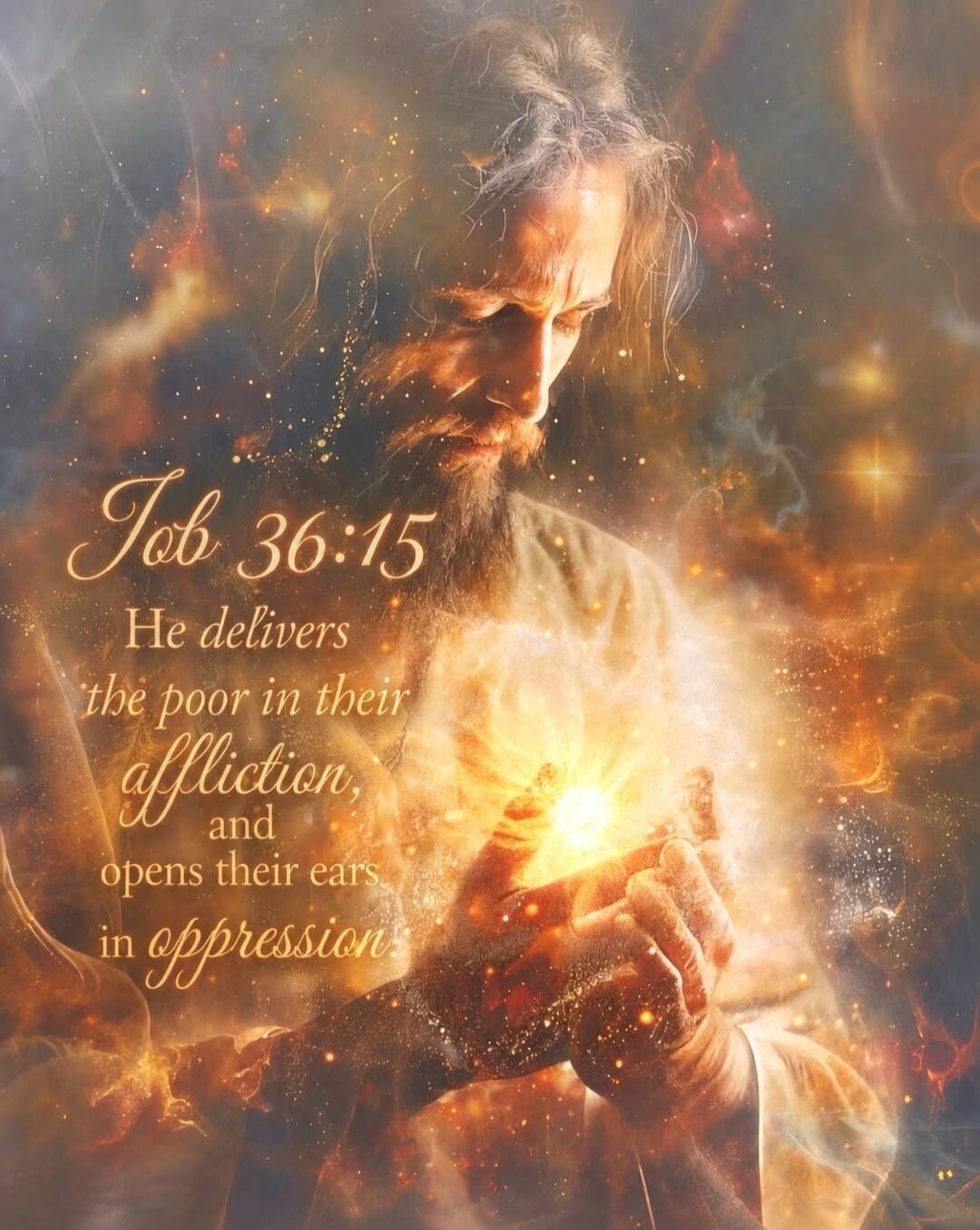 Job 36:15 He delivers the poor in their affliction, and opens their ears in oppression