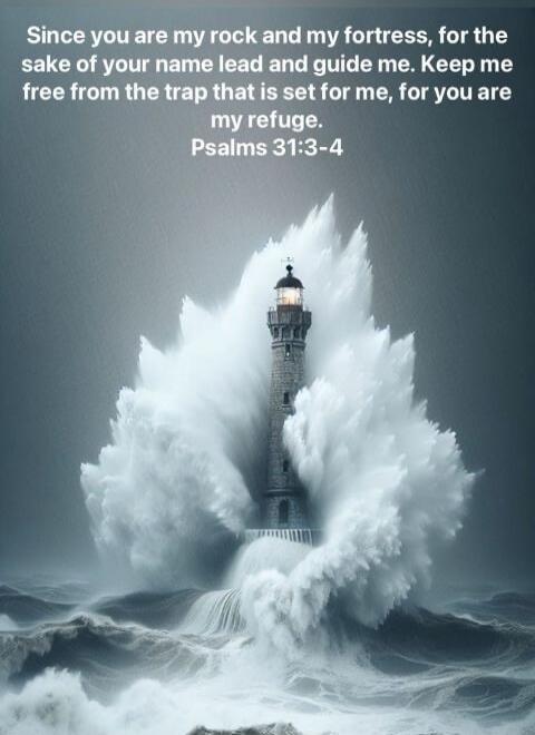 Since you are my rock and my fortress, for the sake of your name lead and guide me. Keep me free from the trap that is set for me, for you are my refuge. Psalms 31:3-4