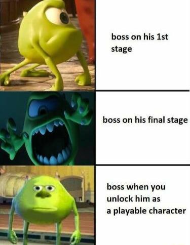 boss on his 1st stage boss on his final stage boss when you unlock him as a playable character