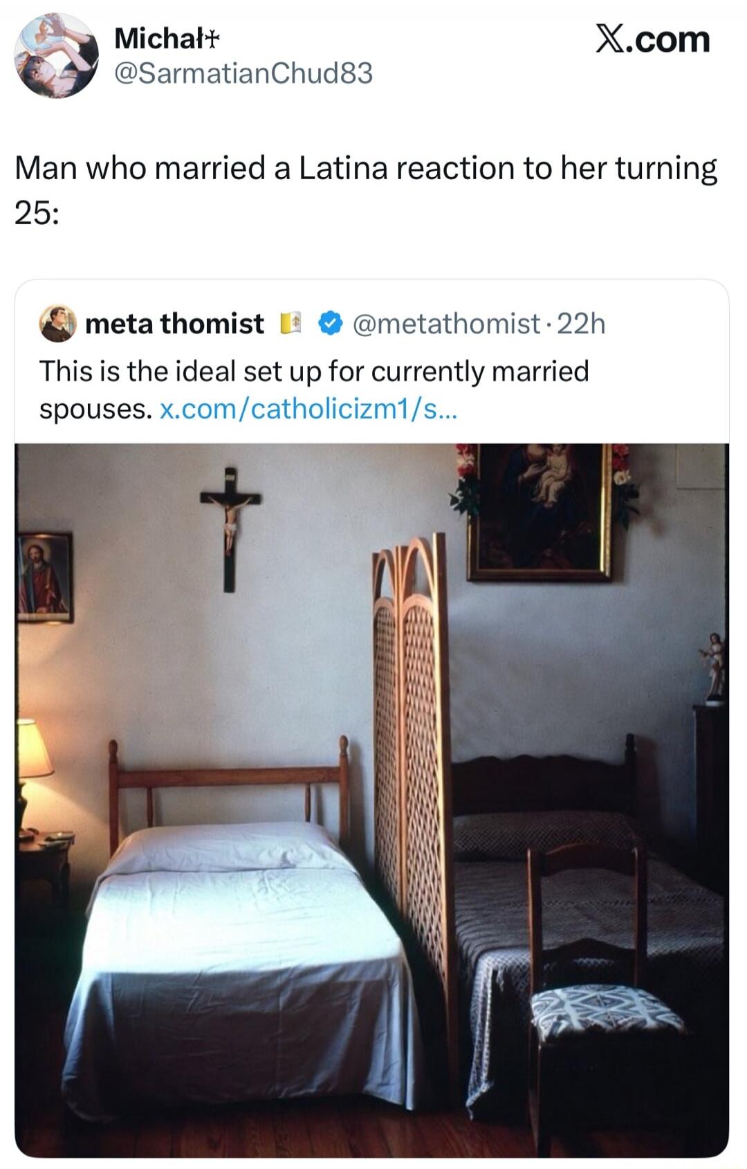 Man who married a Latina reaction to her turning 25:
This is the ideal set up for currently married spouses.