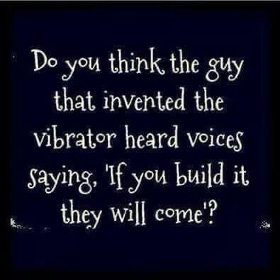 L Do you think the guy that invented the vibrater heard veices Saying 1f you build it they wil come