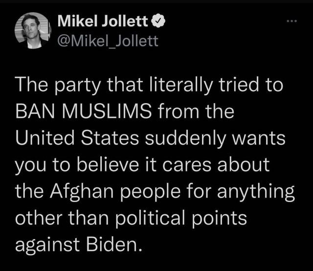 Mikel Jollett a Mikel_Jollett The party that literally tried to RYANRVIUSRIVISR igelaaRual United States suddenly wants you to believe it cares about WAV iaE TallolToTo N eTd10 Yl Iaed other than political points against Biden