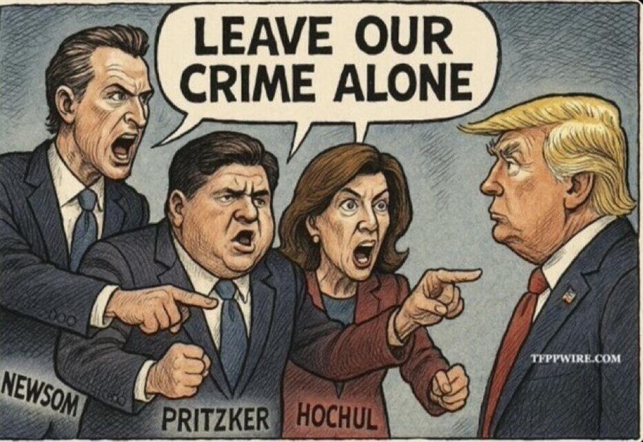 LEAVE OUR CRIME ALONE
NEWSOM
PRITZKER
HOCHUL
TRUMP