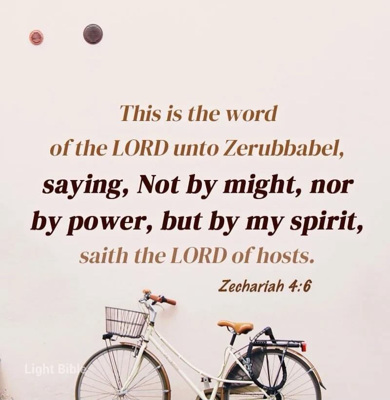 This is the word
of the LORD unto Zerubbabel,
saying, Not by might, nor
by power, but by my spirit,
saith the LORD of hosts.
Zechariah 4:6