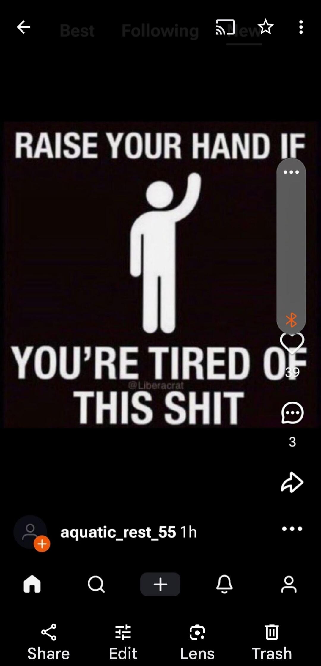 RAISE YOUR HAND IF YOU'RE TIRED OF THIS SHIT @Liberacrat