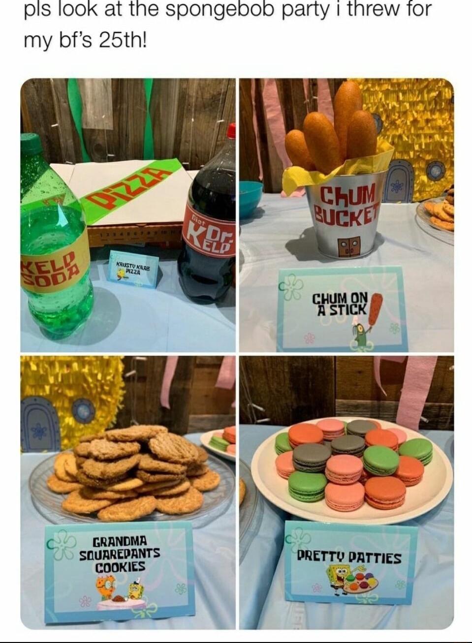 plis looK at the spongebob party threw Tor my bfs 25th