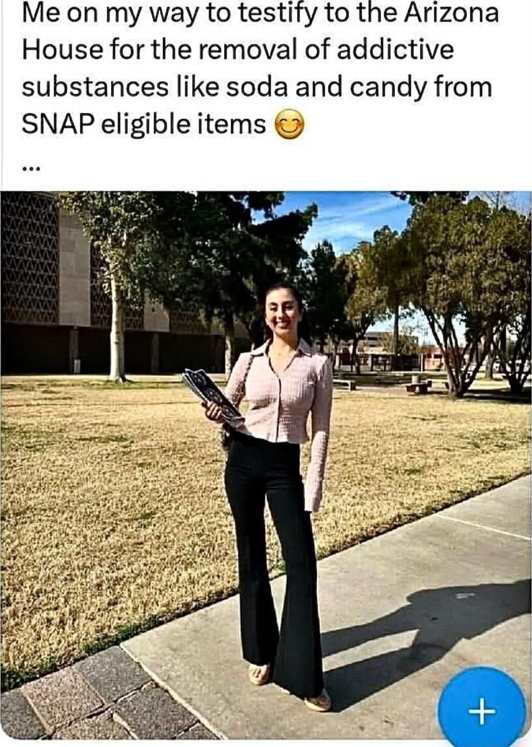 Me on my way to testity to the Arizona House for the removal of addictive substances like soda and candy from SNAP eligible items