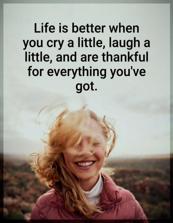 Life is better when you cry a little, laugh a little, and are thankful for everything you've got.