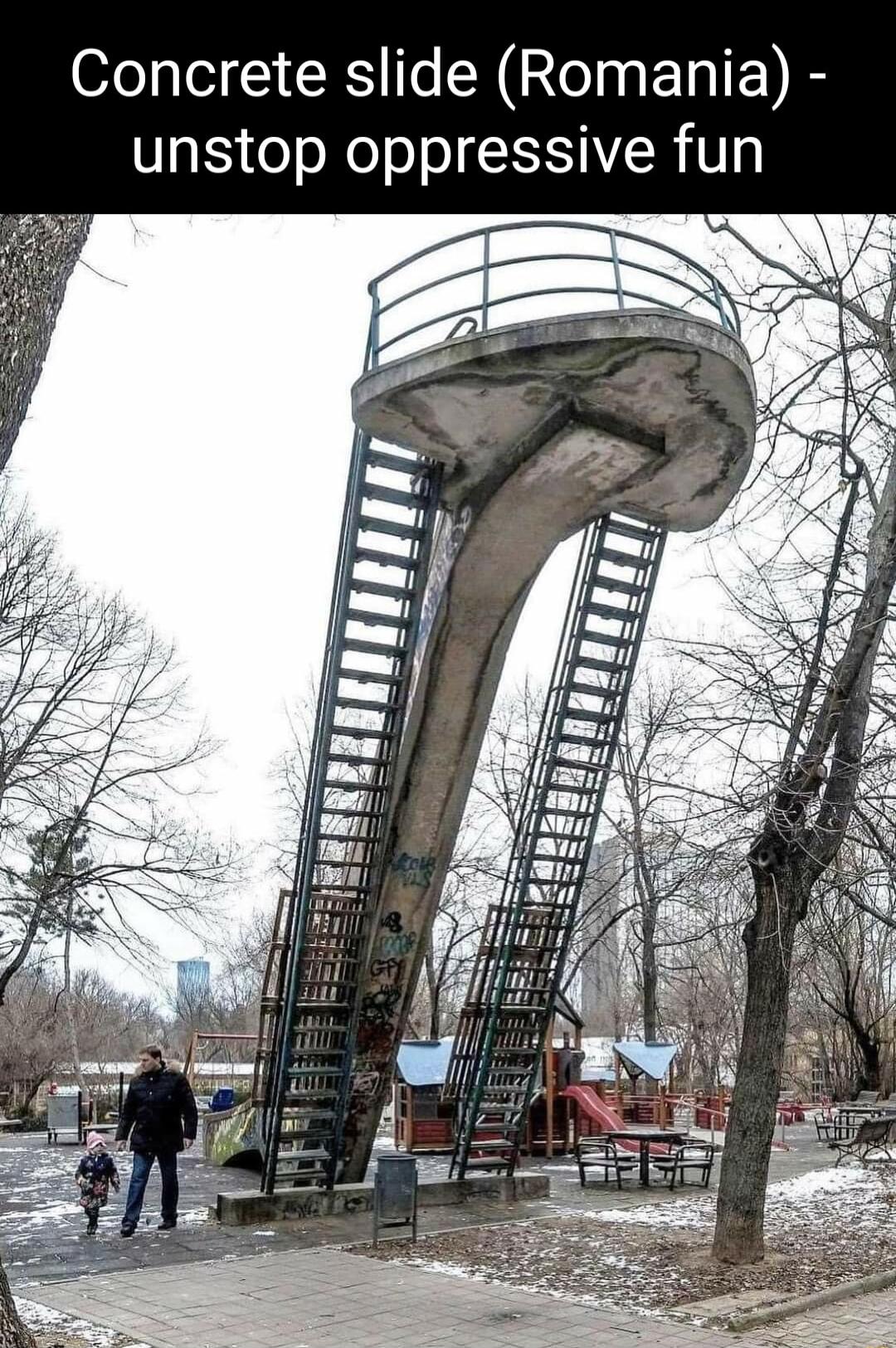 Concrete slide Romania unstop oppressive fun
