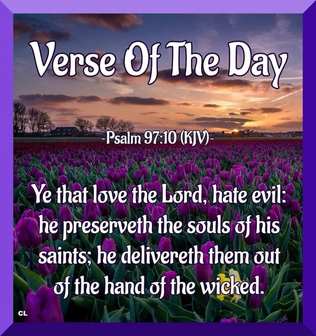Verse Of The Day
Psalm 97:10 (KJV)
Ye that love the Lord, hate evil: he preserveth the souls of his saints; he delivereth them out of the hand of the wicked.