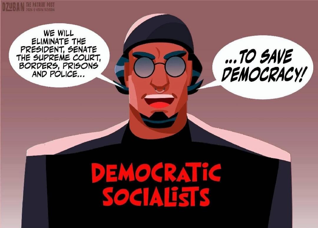 DZUBAN THE PATRIOT POST 2020 BY KEVIN DZUBAN. WE WILL ELIMINATE THE PRESIDENT, SENATE THE SUPREME COURT, BORDERS, PRISONS AND POLICE... TO SAVE DEMOCRACY! DEMOCRATIC SOCIALISTS.