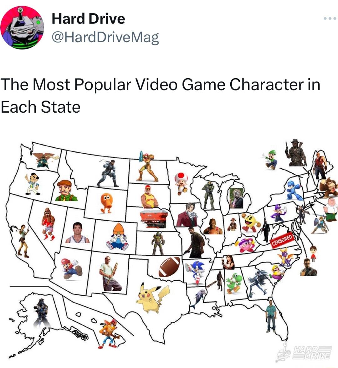 Hard Drive HardDriveMag The Most Popular Video Game Character in Each State