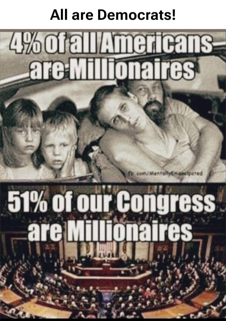 All are Democrats! 4% of all Americans are Millionaires 51% of our Congress are Millionaires